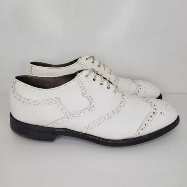 VTG FOOTJOY CLASSICS White Leather Wingtip Golf Shoes Mens Sz 9.5 D ...