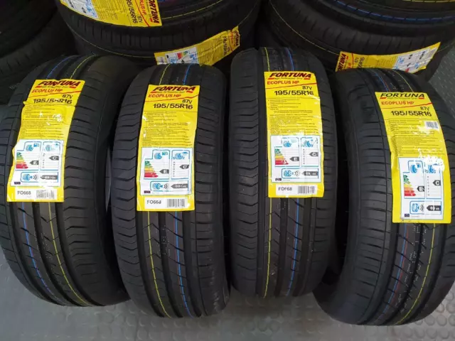 Treno Completo Di 4 Pneumatici Auto 195/55 R 16 87V Fortuna Gomme Nuove Estive