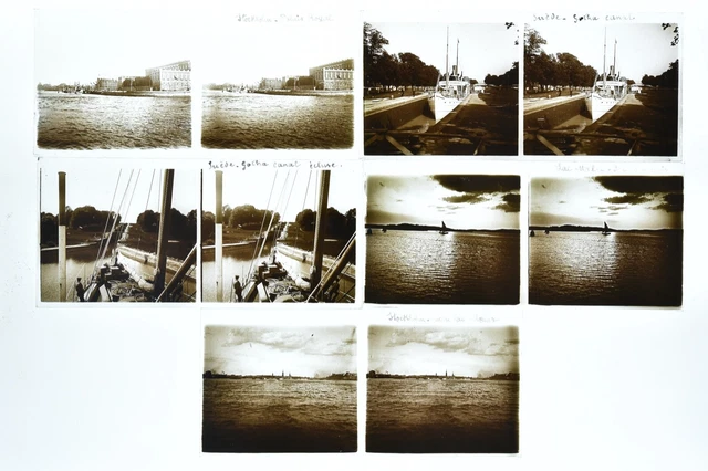 Set Of 5 Views Stereo Format 2 3/8x5 1/8in Views Of Suède. Circa 1910