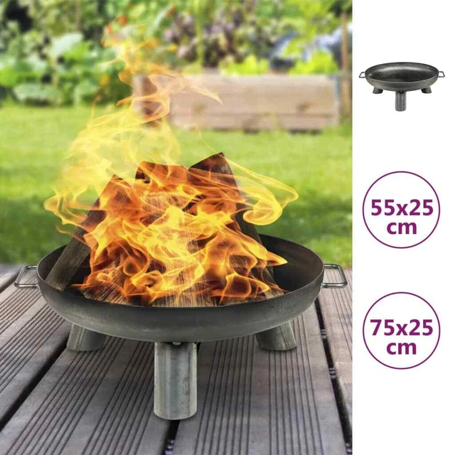 HI ciotola fuoco rotonda portatile 55x25 cm grigio vidaXL