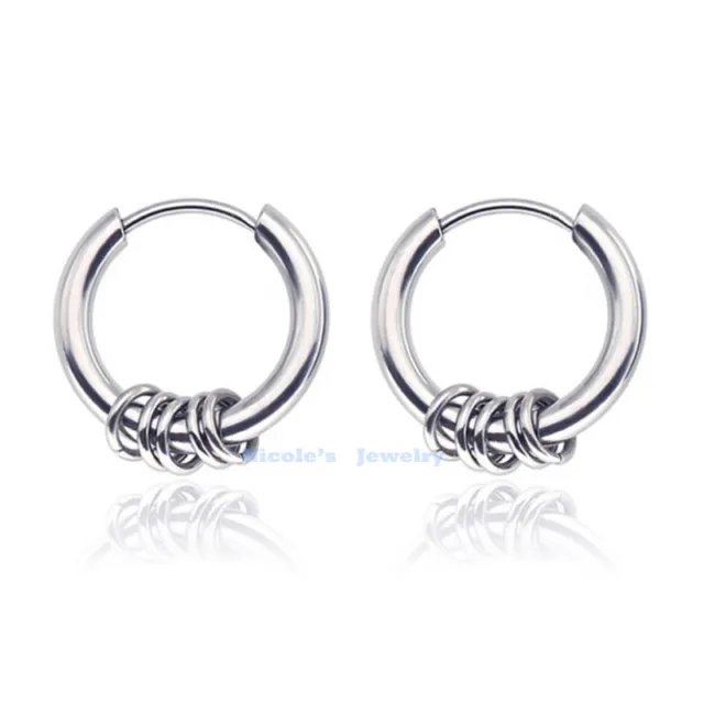 316L Surgical Steel Hinged Earrings Clicker Sleeper Hoop Huggies Men Unisex