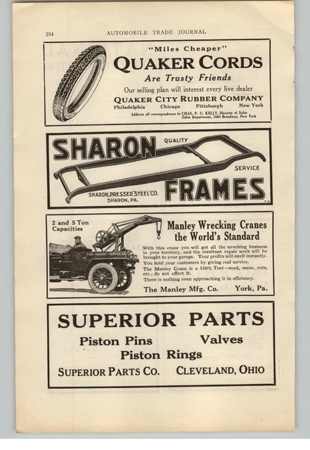1921 PAPER AD Manley Tow Truck Wrecker Wrecking Crane Car Auto