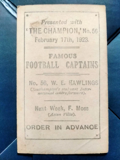 W. E. Rawlings Southampton #56 verschmolzene Presse berühmte Fußballkapitäne 1923 2