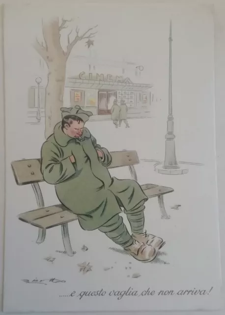 Cartolina "Vaglia Che Non Arriva" Unione Militare Regio Esercito Soldato Cinema