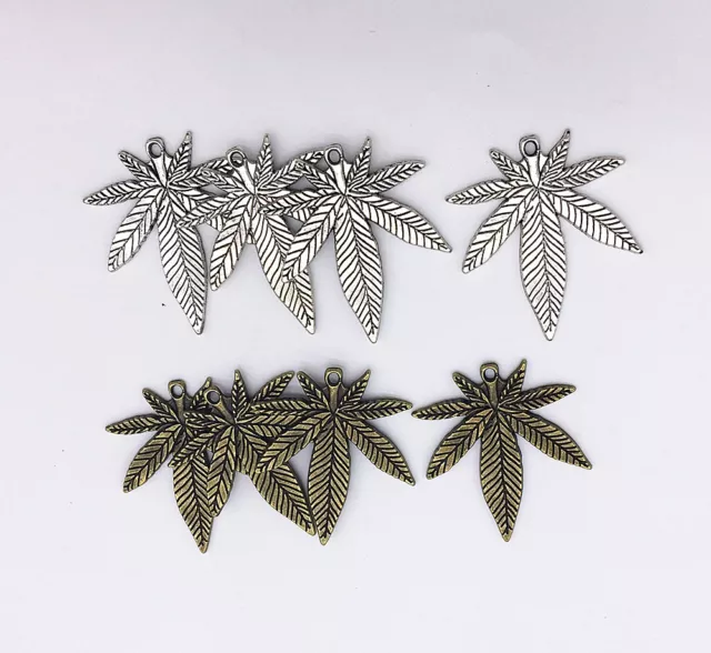 Wholesale Bulk Antique Silver/Bronze Marijuana Leaf Pot Charm Pendants