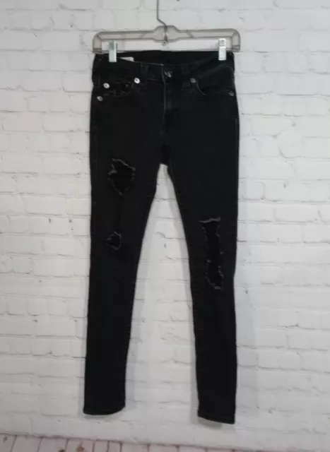 True Religion Jennie Curvy Womens Mid Rise Skinny Stretch Black Jeans Size 27