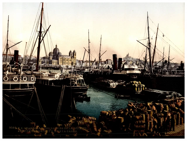 Tirage Albuminé Vintage Marseille Quai De La Joliette Circa 1885 - Format 20.5x27.5 Cm