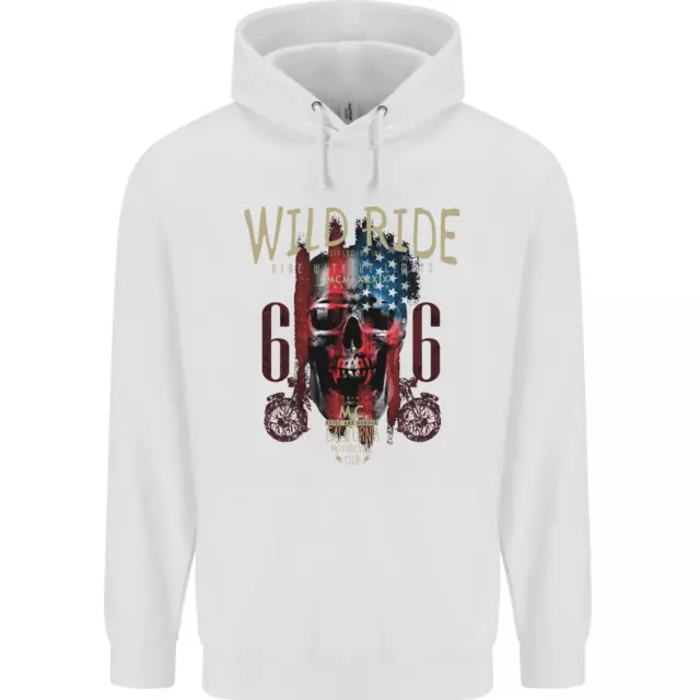 Felpa con cappuccio Biker USA Bandiera Teschio Moto Moto Bambini Bambini