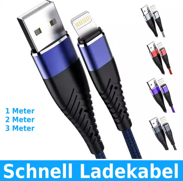 Ladekabel für iPhone Kabel 1m 2m 3m Schnellladekabel Datenkabel iPhone, iPad NEU