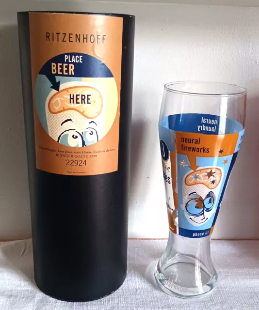 1998 Ritzenhoff 9” Pilsner Beer Glass Rudiger Goetz 22924