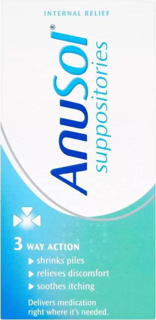 Anusol Suppositories 24 Pack - 3 Way Action - Haemorrhoids Piles Treatment