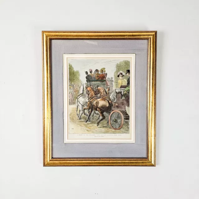 Victorian Coloured Engraving | Victorian Framed Antique Print | 19th Century