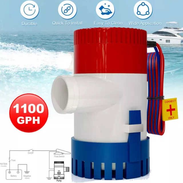 1100GPH Submersible Bilge Water Pump 12V Camp Fishing Boat Caravan Camping