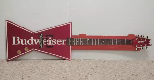 Vintage 80's BUDWEISER Bow Tie Guitar BEER SIGN Cardboard Promo Advertising RARE