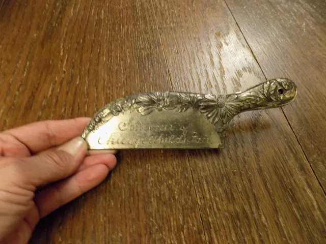 Vtg Floral 1933 Chicago World's Fair Souvenir Metal Crumb Sweeper Catcher Japan