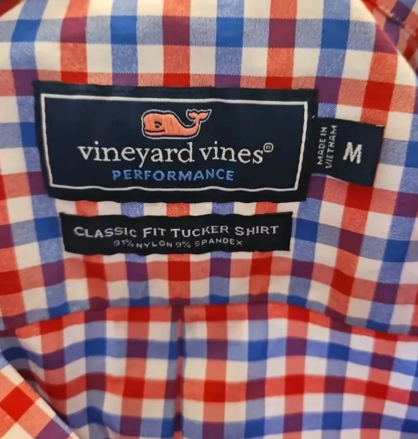 VINEYARD VINES M Medium Mens Red/Blue Plaid Button Up Shirt Performance Tucker