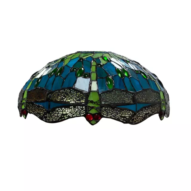 Green Dragonfly Tiffany 16-inch Stained Glass Shade For Table/Ceiling Pendant