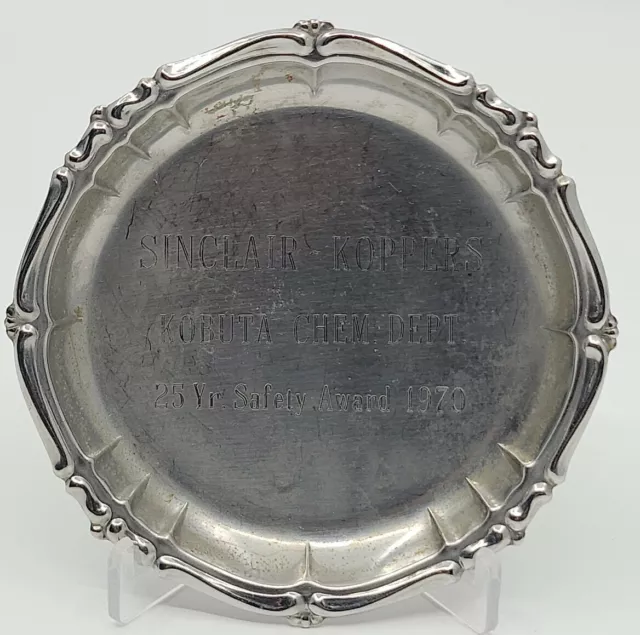 Vintage Antique Sinclair Oil Koppers Chemical 25 Year Safety Award Ashtray 1970
