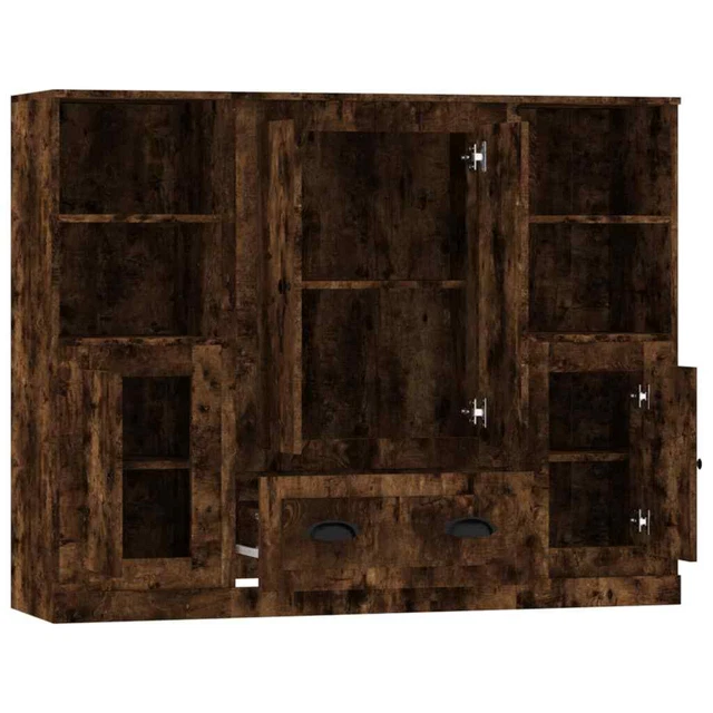 AX Credenza 3 Mobiletti 132x35.5x103.5cm Rovere Fumo Minimalista Sala 0k 3185324