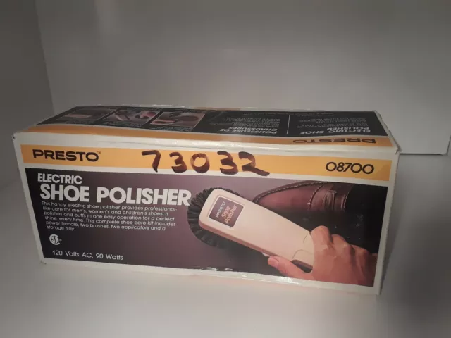 PRESTO Electric Corded Shoe Polisher Kit Model 08700 in original box