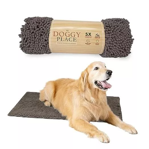 Microfiber Dog Mat for Muddy Paws, 36" x 26" - 36.0"L x 26.0"W x 1.0"Th Ash