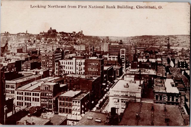 1911 Cincinnati, Ohio First National Bank Building Aerial City View Postcard