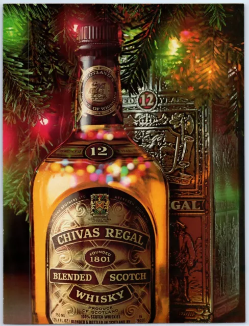 Chivas Regal Blended Scotch Whisky Under Christmas Tree 1986 Print Ad 8"w x 11"