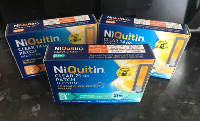 Lot X3 Boxes NIQUITIN CLEAR PATCH Nicotine 21mg 14mg
