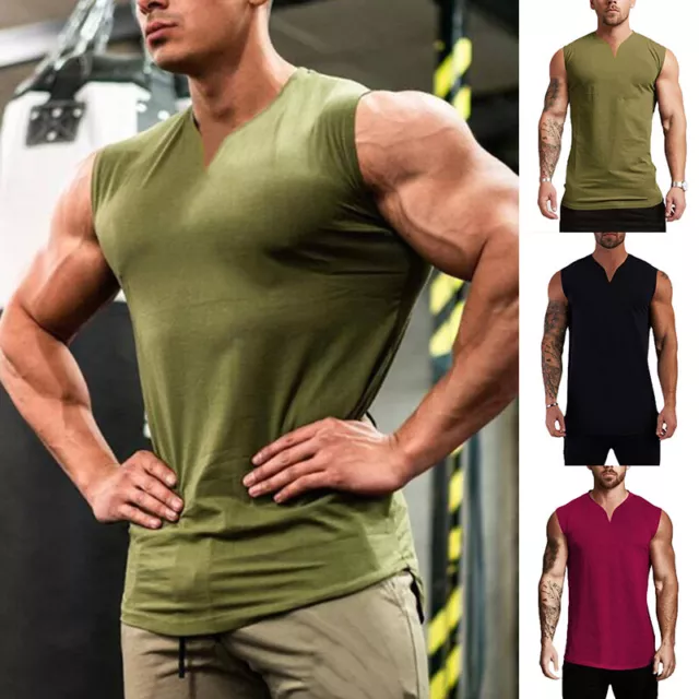 Uomo Atletico Canottiera Asciugatura Veloce Formazione SPORTS Smanicato T Shirt
