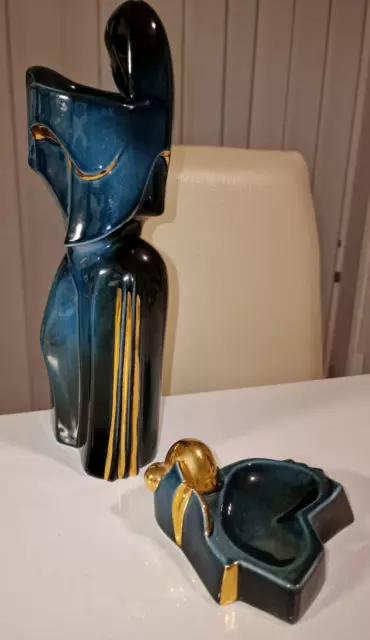 Vase Apulum Lucru Manuelle ,Apulum  Aschenbecher Lucru Figuren-Vase blau - gold