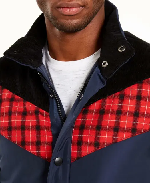 $120 American Rag Men's Brady Colorblocked Mixed Media Puffer Jacket, Blue 2