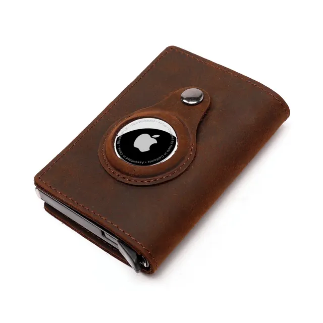 AirTag Genuine Leather Wallet Credit Card Money Holder Anti-loss Airtag Cover