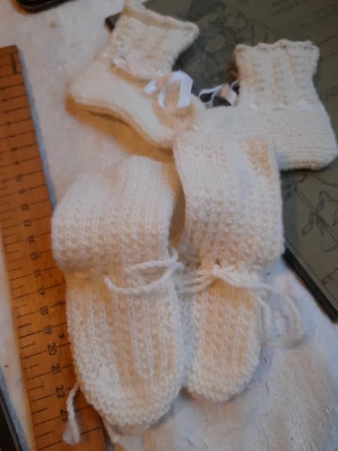 Wollstiefel Elfenbein Babys Strickband Krawatte weich