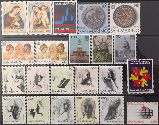 San Marino 1976 - Complete Year, 22 stamps MNH