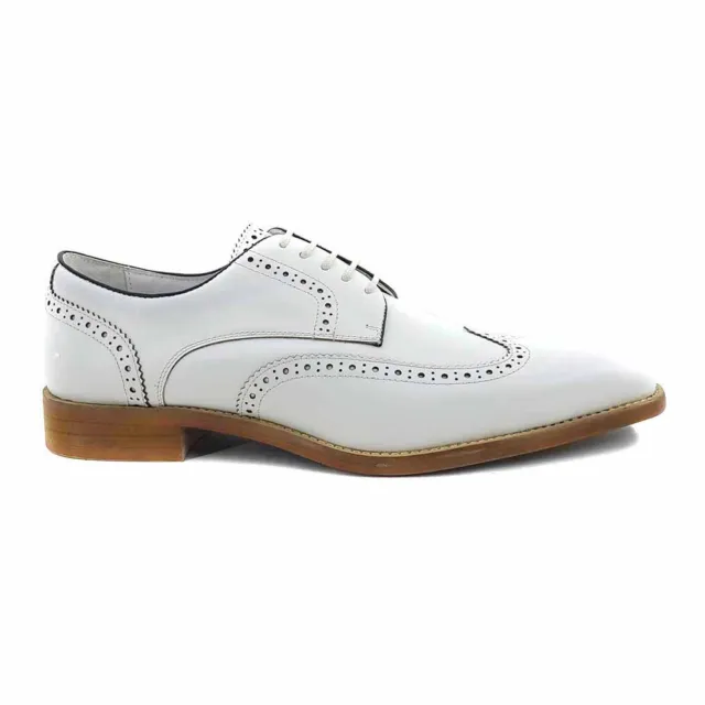 CARRUCCI Homme Cuir Blanc Blucher Bout D'Aile Oxford Chaussures (9)