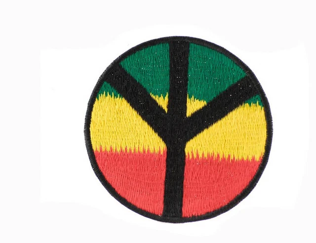 Patch Thermocollant Peace Rasta - Brodé, Dimensions 8,5 X 3 Cm - Pour Vêtements, Sacs, Décoration - Style Reggae