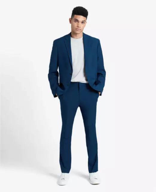 NWOT Kenneth Cole Reaction Mens Ready Flex Slim Fit Suit Blue 36R 29WX32L $395