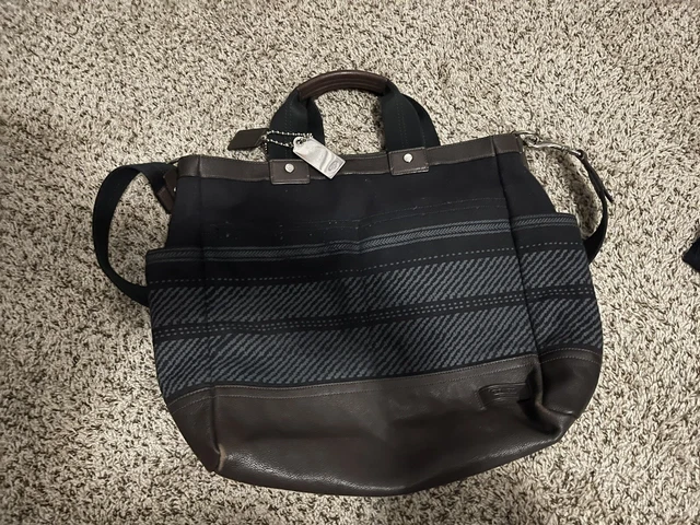 2011 Coach Striped Wool Utility Tote Bag
