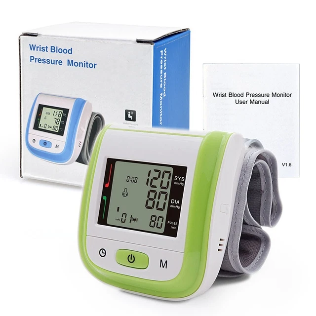 Monitor de presión arterial portátil LCD contador de pulso digital automático verde