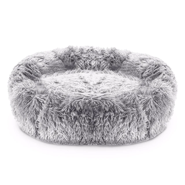 Pawamore Light Grey Soft Pet Calming Anxiety Donut Cushion Warm Nest Cat Dog Bed