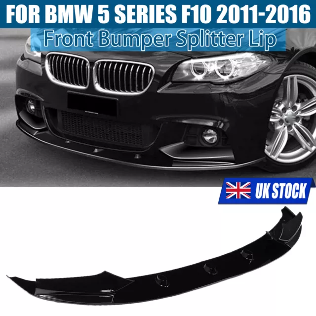 Gloss Black Front Bumper Splitter Lip For Bmw F10 5 Series M Sport 2011-2016 Uk