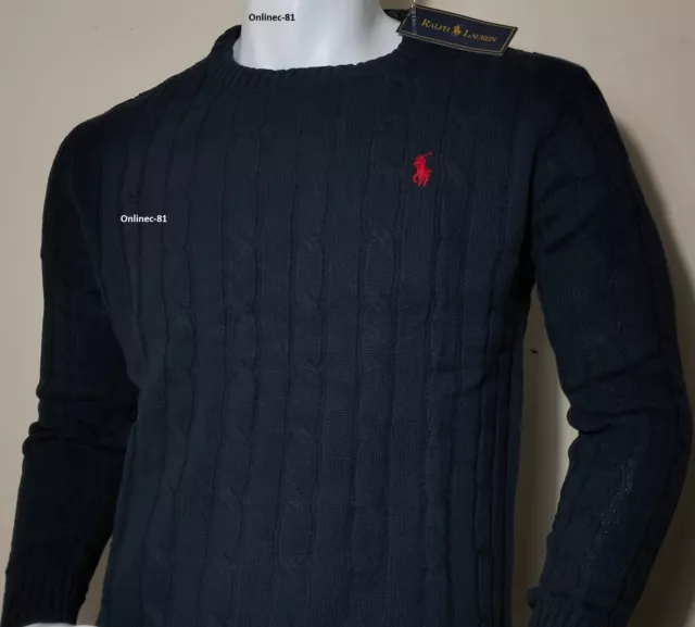 Full / Long Sleeve Ralph Lauren Polo Jumper Men's Cable Knit Jumper Crew Neck