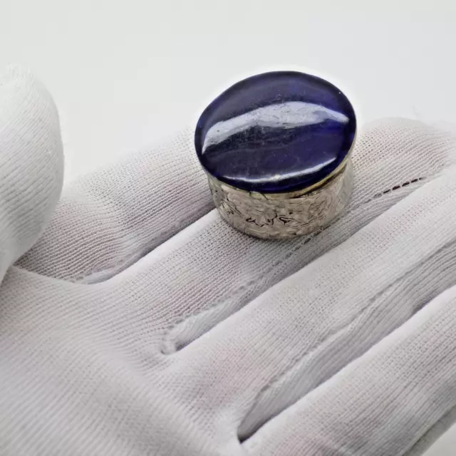 Vintage Italian Handmade Sterling Silver 925 & Onyx Stone Pill Snuff Trinket Box