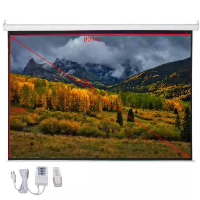 100'' Electric Motorized Projector Projection Screen Automatic Pull Down Home