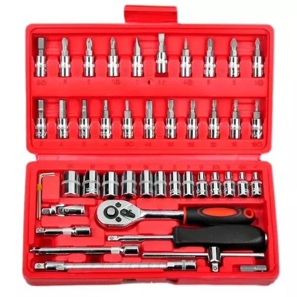 46pcs Cassetta Attrezzi set chiavi inglesi,chiavi a bussola,cacciavite tool kit 3