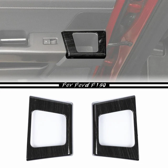 For 2021-2023 Ford F150 Black Wood Inner Rear Door Handle Cup Holder Cover Trim