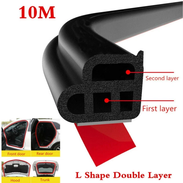 10M Double Layer Seal Strip Rubber Car Door Trunk Weather Strip Edge Moulding