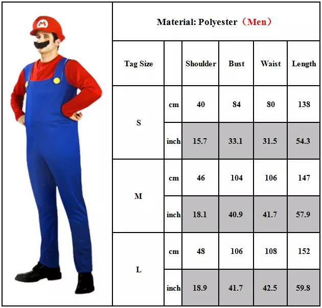 Adults Kids Super Mario Bros Luigi Cosplay Costume Party Outfits Set Fancy Dress 3
