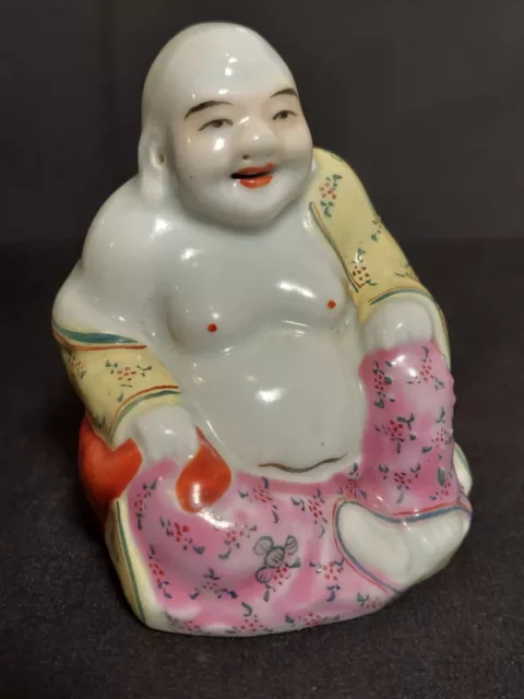 20th CENTURY VINTAGE HAND PAINTED CHINESE PORCELAIN LAUGHING BUDDHA