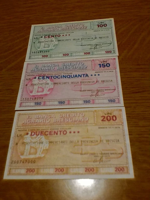 Miniassegni Banca Di Credito Agrario Bresciano - Lotto Ml1548  (N. 3 Emissioni)